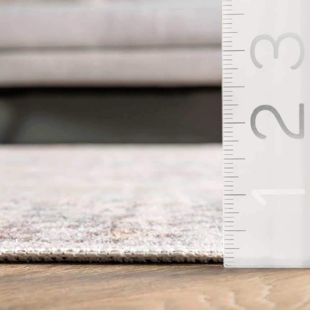Easy-Care 8' x 10' Gray Synthetic Rectangular Washable Rug