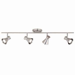 Alto 3 ft. 4-Light Brushed Nickel LED Fixed Track Lighting Kit with Step Head