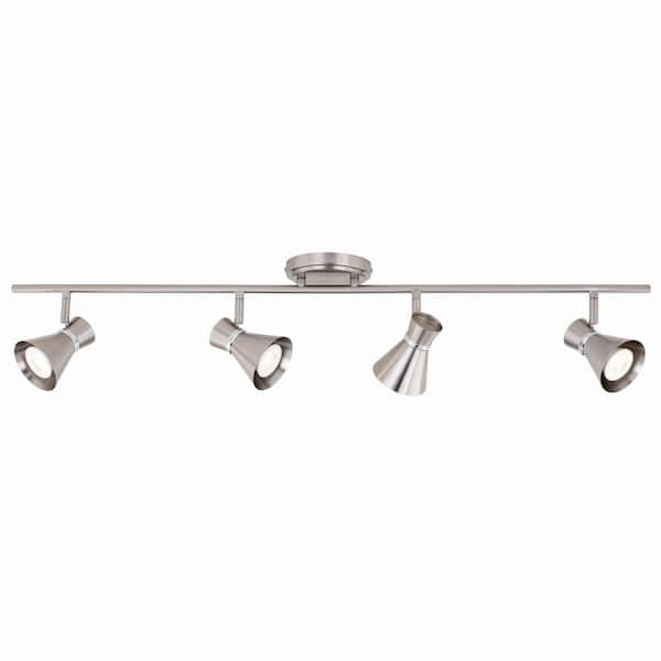 VAXCEL Alto 3 ft. 4-Light Brushed Nickel LED Fixed Track Lighting Kit with Step Head