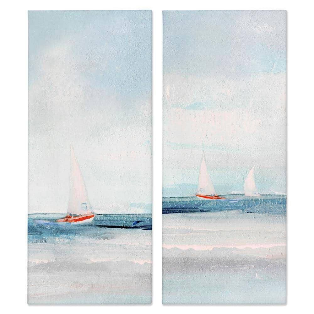 Stupell Industries Sailboats near Shoreline by Sally Swatland 2-Pieces ...