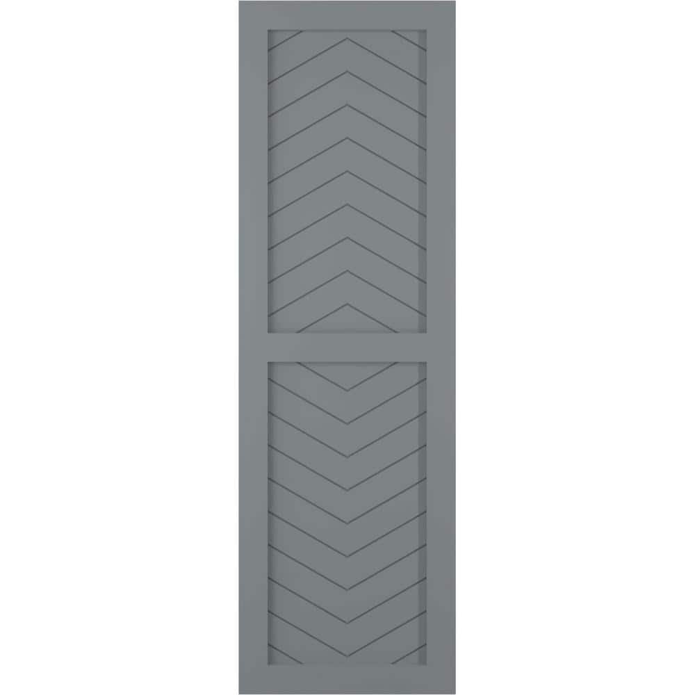 12 in. x 72 in. PVC True Fit Two Panel Chevron Modern Style Fixed Mount Flat Panel Shutters Pair in Ocean Swell price history on PriceWatchPro