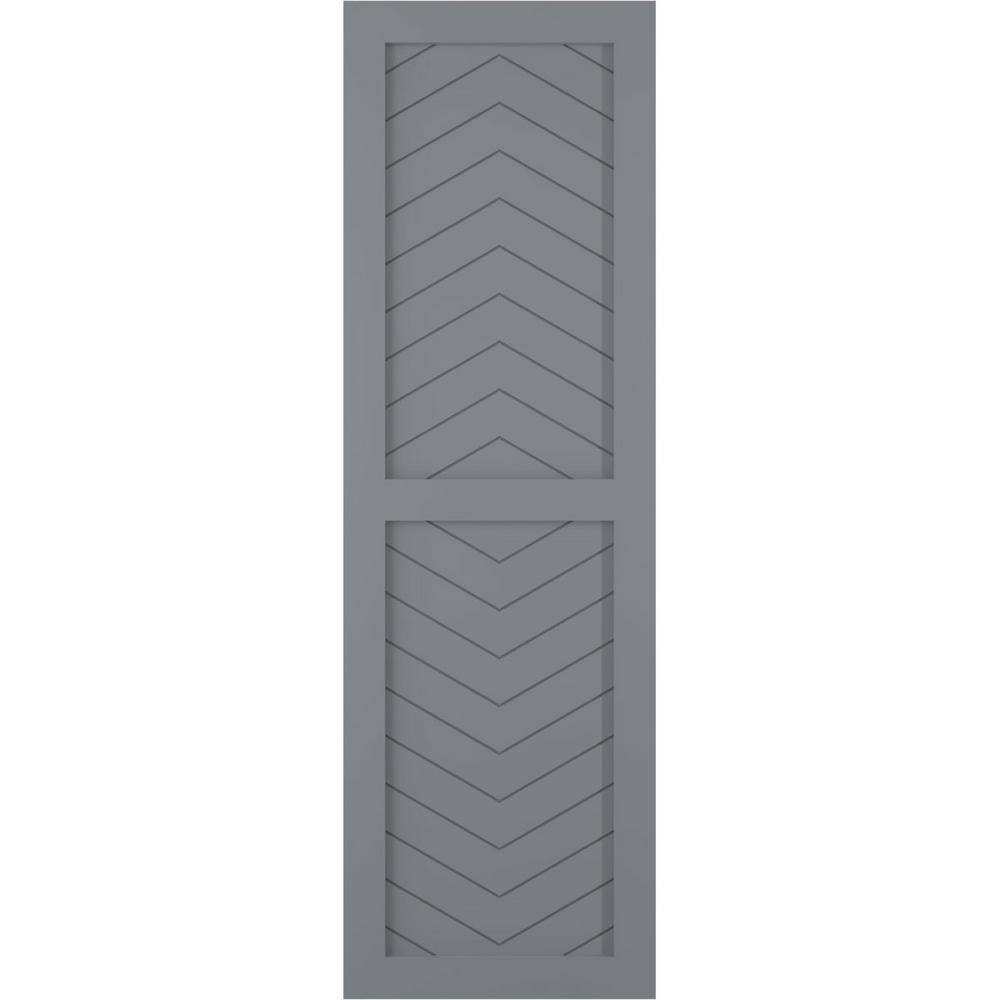 15 in. x 39 in. Flat Panel True Fit PVC Two Panel Chevron Modern Style Fixed Mount Shutters Pair in Ocean Swell price history on PriceWatchPro