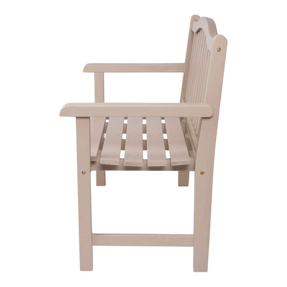 Gray Stone Cedar Wood Outdoor Garden Bench with Slat Back