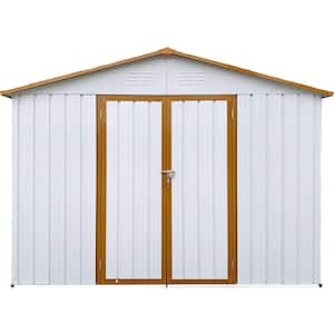 12 ft. Wx 10 ft. D Metal Garden Sheds for Outdoor Storage with Double Door in Yellow and White (120 sq. ft.)