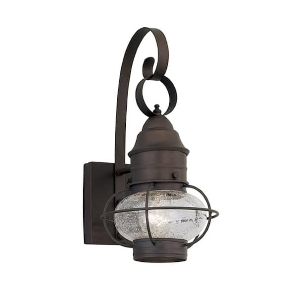 Designers Fountain Nantucket 14.25 in. Rustique 1-Light Outdoor Line Voltage Wall Sconce with No Bulb Included