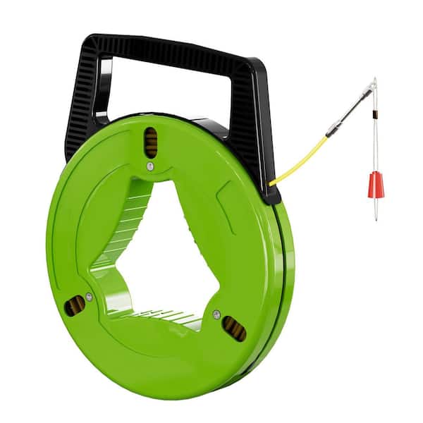 100 ft. Fiberglass Twisted Fish Tape with Spring, Wall Electrical Conduit Wire Puller Tool for Long Distance Wiring