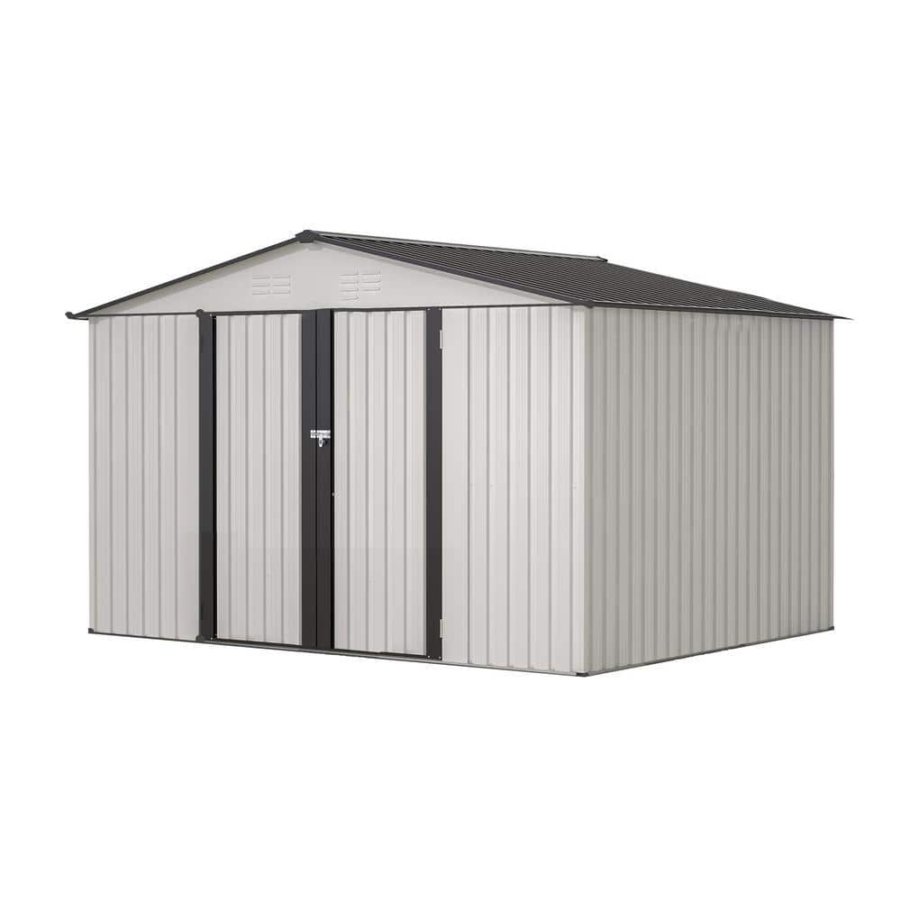 Tenleaf 10 ft. W x 8 ft. D White Metal Outdoor Storage Shed with