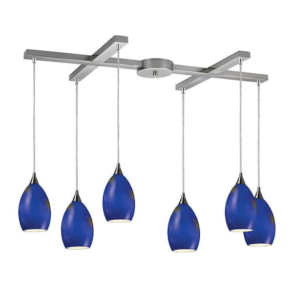 Titan Lighting 6-Light Ceiling Mount Satin Nickel Pendant-DISCONTINUED