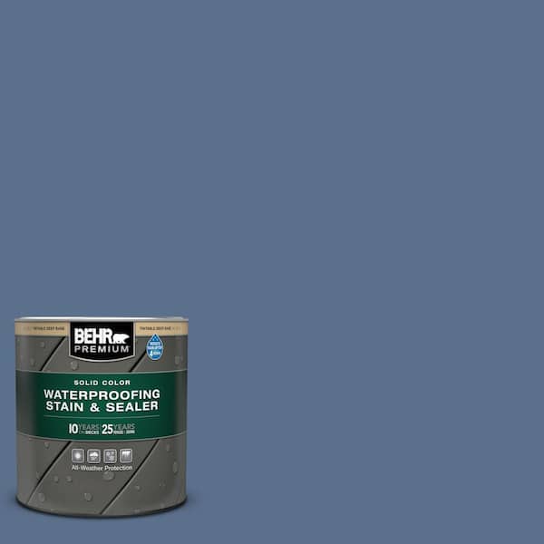BEHR PREMIUM 1 qt. #600F-6 Atlantic Blue Solid Color Waterproofing Exterior Wood Stain and Sealer