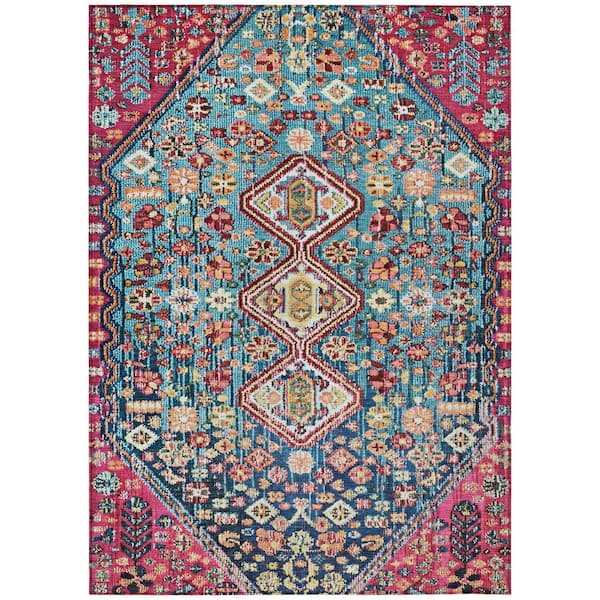 Chantille Machine Washable Indoor/Outdoor Abstract ACN1834 Teal 3 ft. x 4 ft. Area Rug
