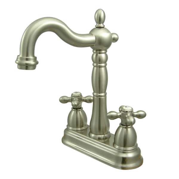 Kingston Brass Heritage 2-Handle Bar Faucet in Brushed Nickel
