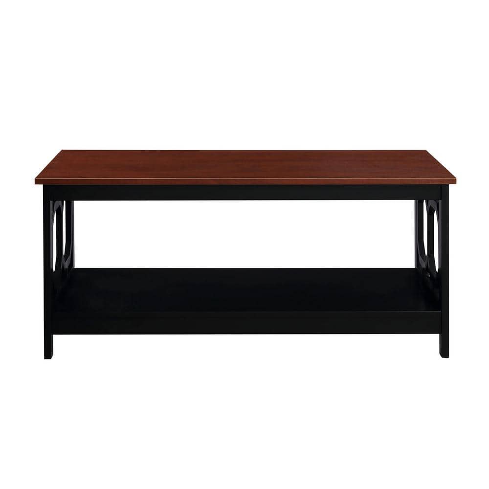 Omega Rectangular Cherry & Black Wood Coffee Table with Shelf