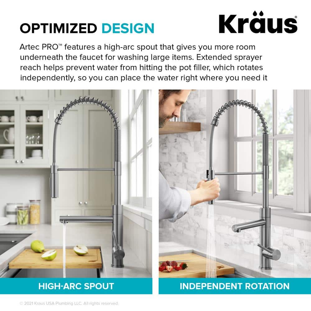 Matte Black Commercial Style Pull-Down Kitchen Faucet with Pot Filler