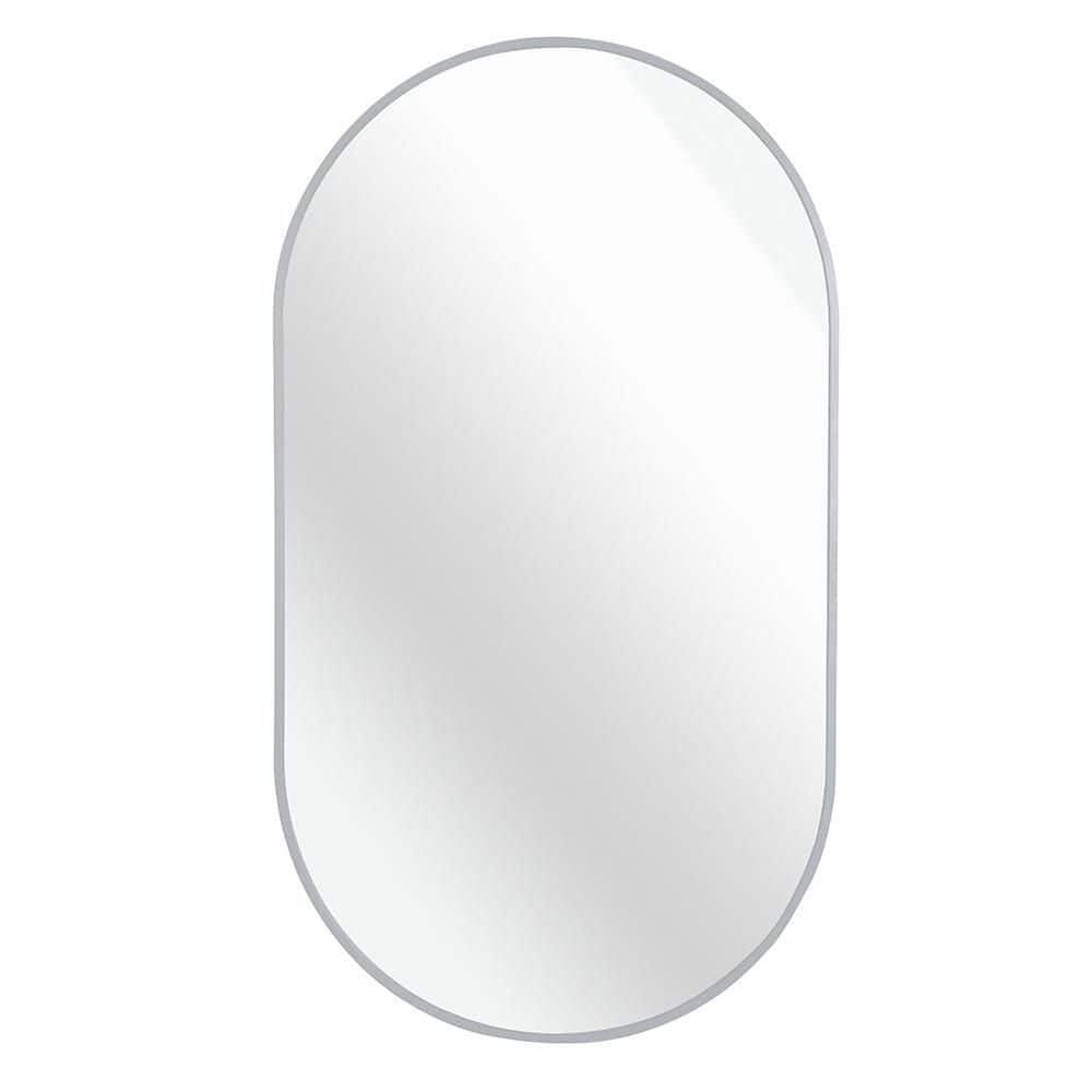 Silver 20 in W x 28 in. H Modern Oval Aluminium Alloy Framed Mirror Wall Mi
