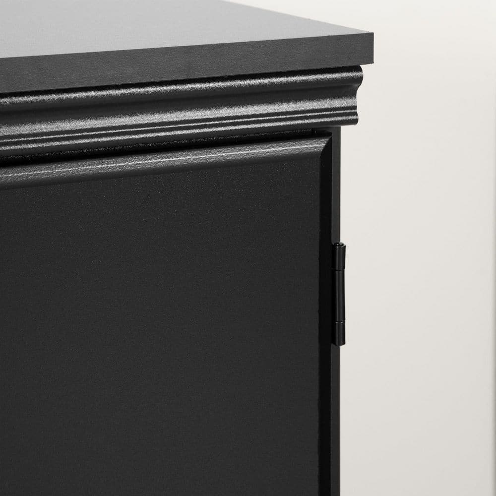 Pure Black Freestanding Office Storage Cabinet with Adjustable Shelving