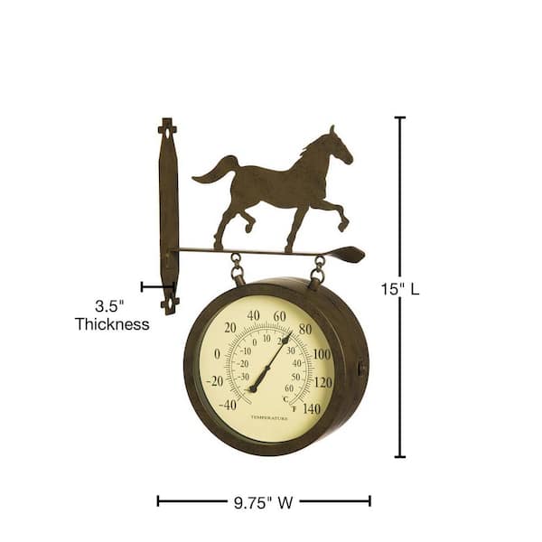 Beauregard Indoor/Outdoor Double Sided Clock & Thermometer