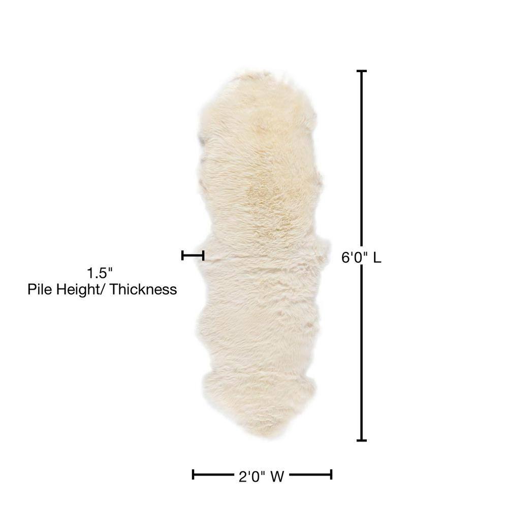 Luxurious Handmade White Sheepskin Shag Rug 24" x 7"