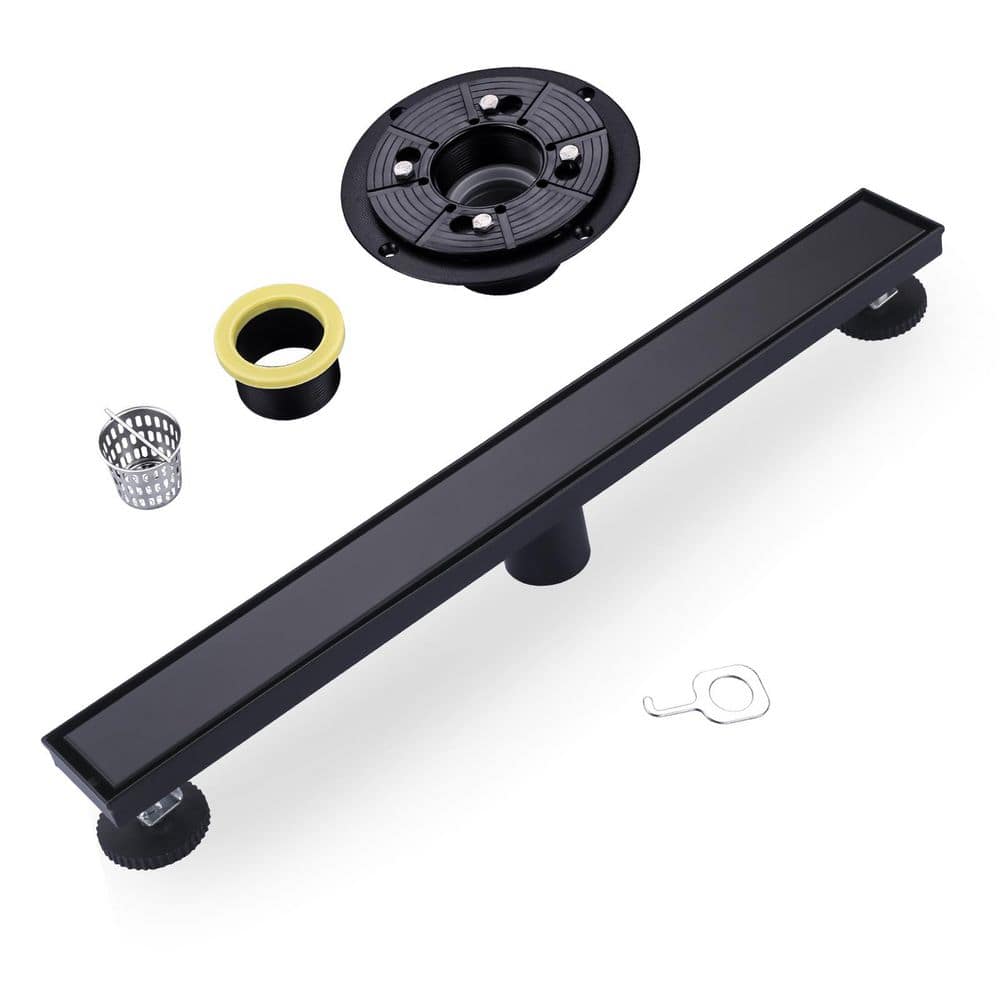 24 in. Stainless Steel Tangular Linear Shower Drain with Tile-in Cover in Matte Black price history on PriceWatchPro
