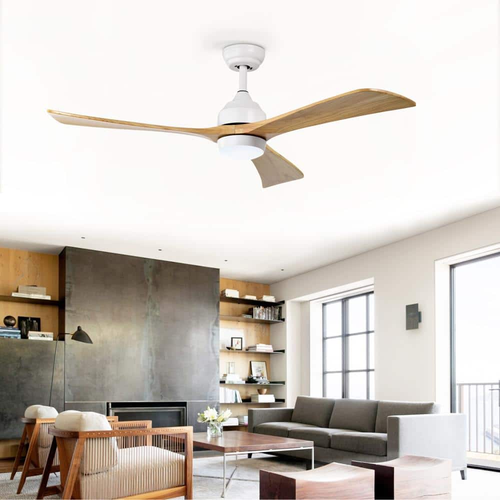 52 in. White Solid Wood Blades Quiet DC Motor Ceiling Fan with Lights Remote Control Reversible price history on PriceWatchPro