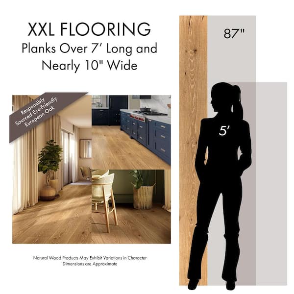 XXL Groveville Oak 5/8 in. T x 9.45 in. W Tongue and Groove Engineered Hardwood Flooring (34.10 sq.ft./case)