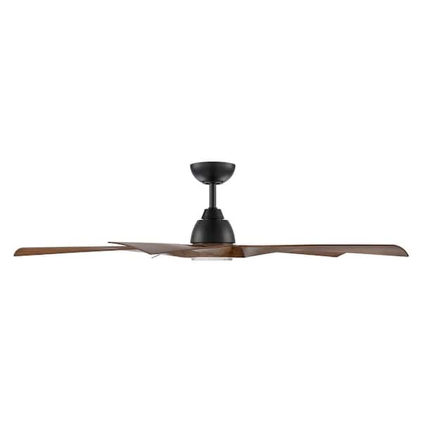 Zeke 60 in. Smart Indoor/Outdoor Matte Black/Distressed Koa Standard Ceiling Fan Selectable 5CCT Integrated LED Remote