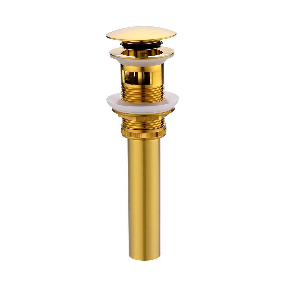 DLL Polished Gold Brass Vessel Sink Pop-Up Drain Stopper With Overflow – Contemporary PD1017