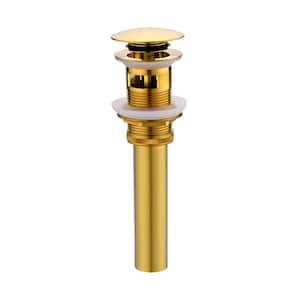 1-5/8 in. Brass Bathroom and Vessel Sink Push Pop-Up Drain Stopper With Overflow in Brushed Gold