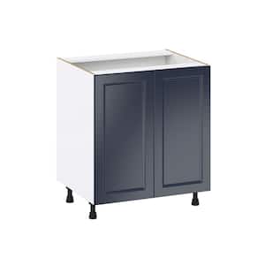 Devon 30 in. W x 24 in. D x 34.5 in. H Painted Blue Shaker Assembled Base Kitchen Cabinet with 2 Full High Doors