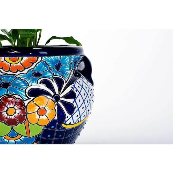 Trendspot 16 in. Blue Talavera Cantina Ceramic Planter CR10844-14D - The  Home Depot