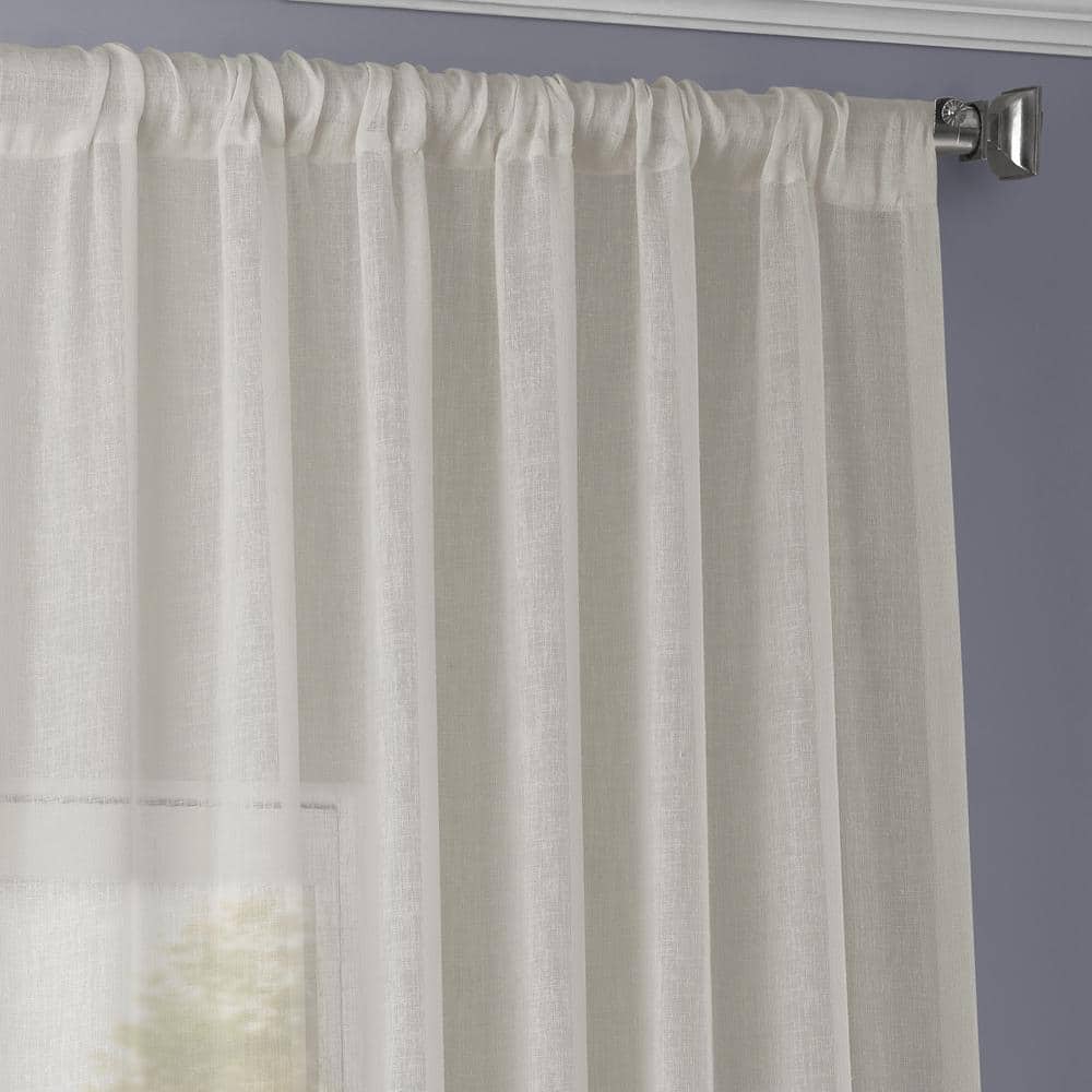Gardenia Sheer Faux Linen 96-Inch Window Panel