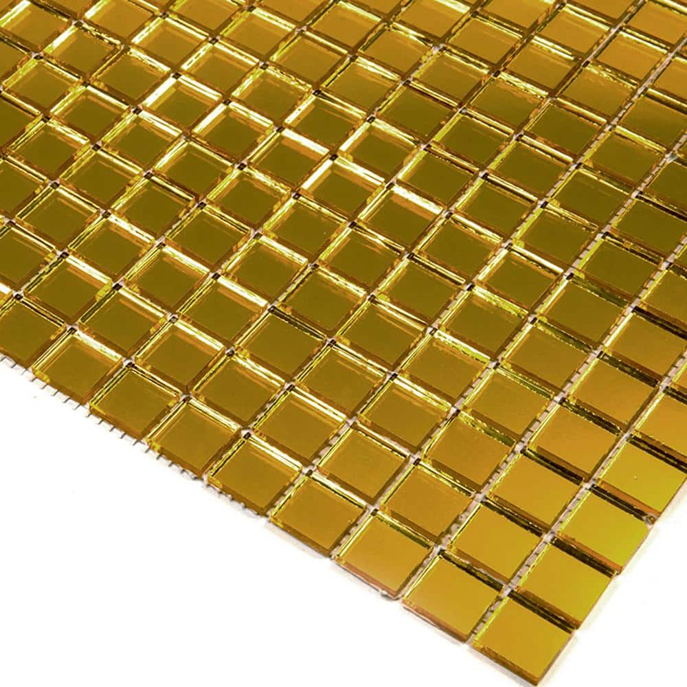 Golden Amber 12'' x 12'' Glass Mosaic Tile Sheet