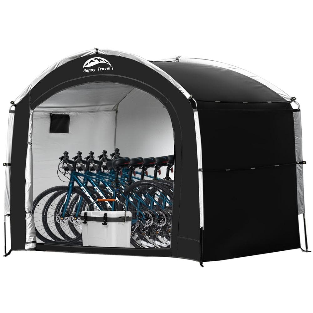 6.88 ft. W x 4.89 ft. D Outdoor Portable Plastic Bike Storage Shed Tent Coverage 33.6 sq. ft. for Toys Tools, Black price history on PriceWatchPro