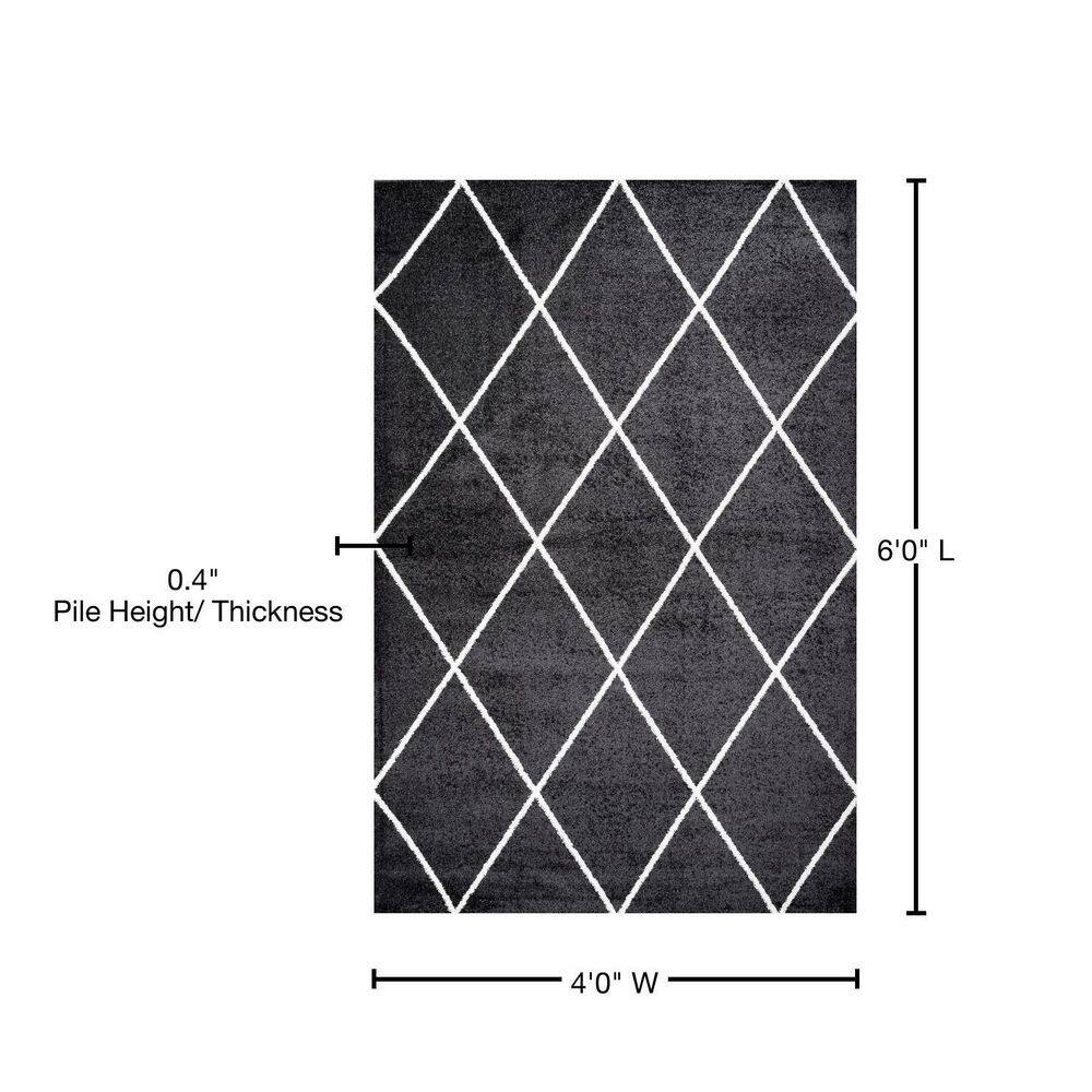 Cole Black and White Diamond Trellis 4' x 6' Area Rug