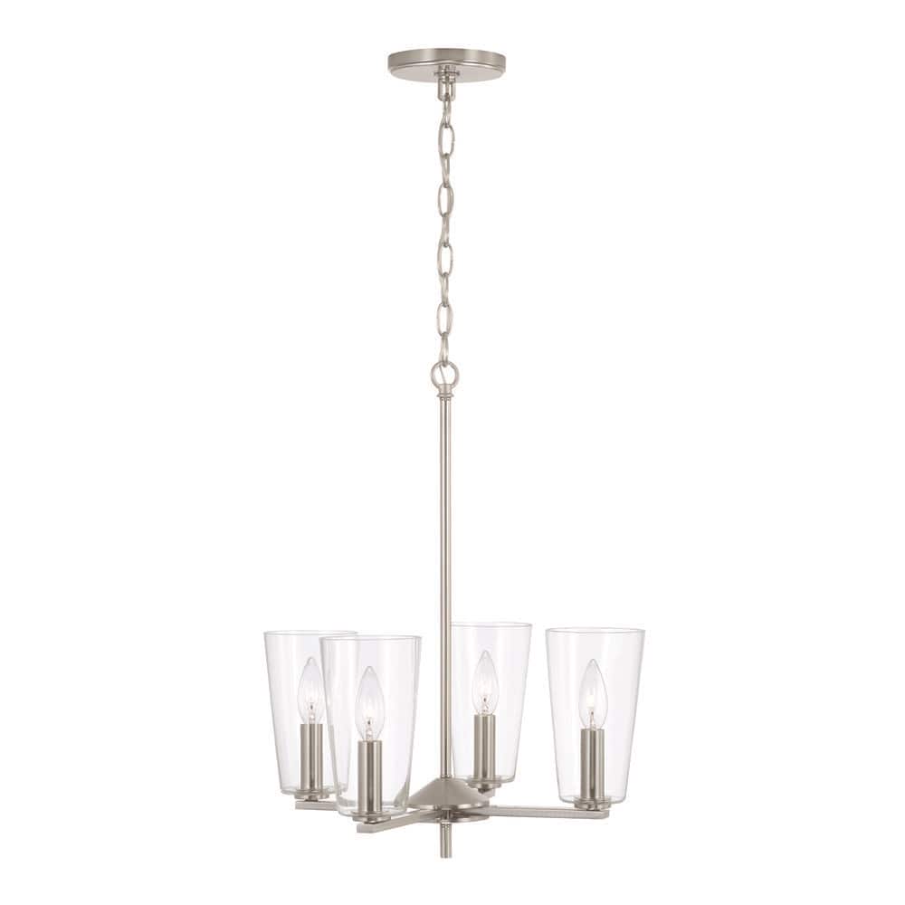 Portman 17.5 in. W x 21 in. H 4-Light Pendant Chandelier in Brushed Nickel with Clear Glass price history on PriceWatchPro