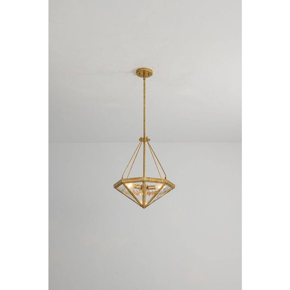 Elvoro 3-Light 16.1 in.W Distressed Gold Diamond Glass Chandelier for Entryway and Dining Room price history on PriceWatchPro