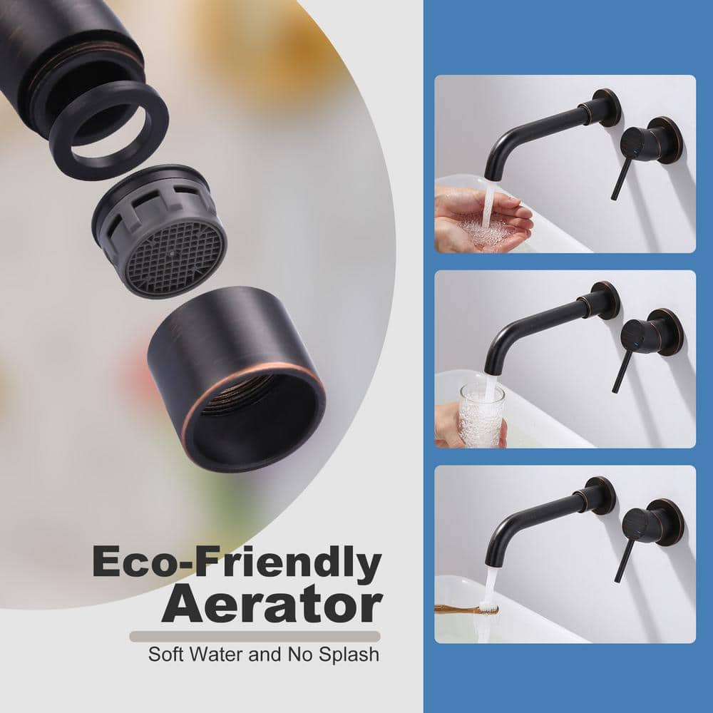 Oil Rubbed Bronze Wall Mounted Single Handle Bathroom Faucet