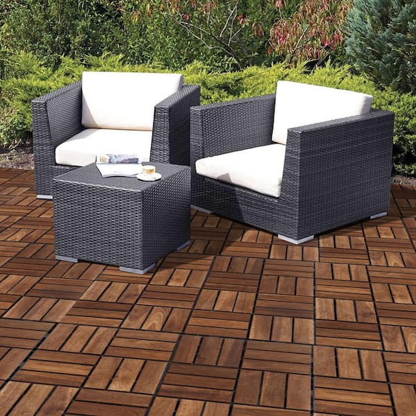 1 ft. x 1 ft. Wood Premium Interlocking Deck Tiles, Quick DIY Installation for Patio in Brown (20 sq. ft. Per Box)