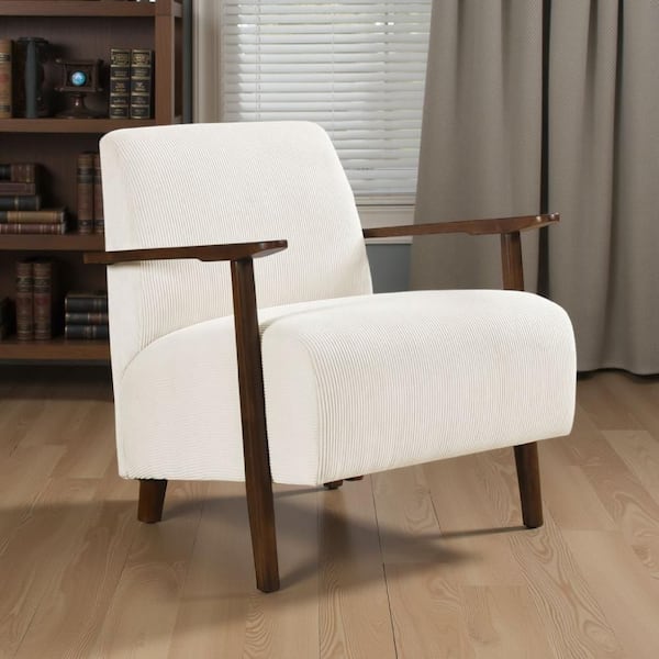 Bernie Beige and Brown Fabric Arm Chair with Cushioned Back