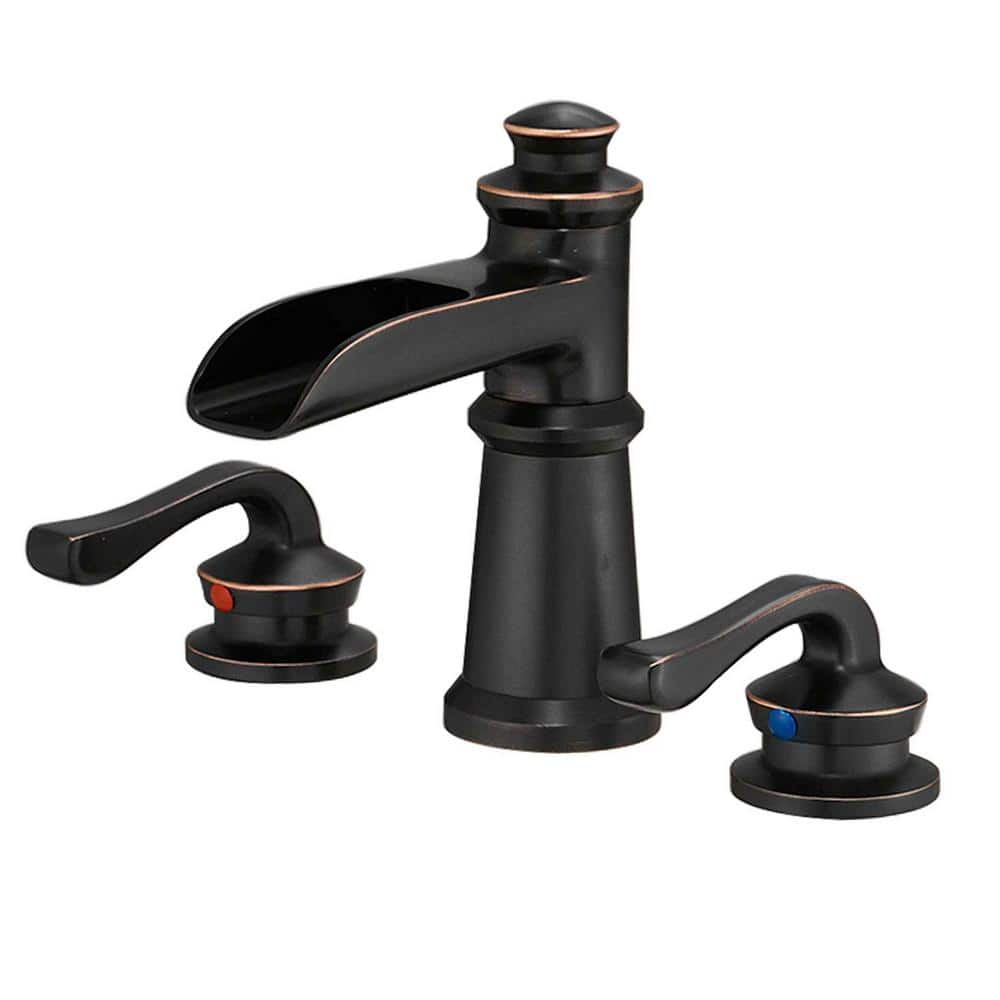 8 in. Widespread Double Handle Bathroom Faucet in Spot Resist Oil Rubbed Bronze -  FORCLOVER, FRIMFYT54ORB