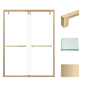 Eden 60 in. W x 80 in. H Sliding Semi-Frameless Shower Door in Champagne Bronze with Clear Glass