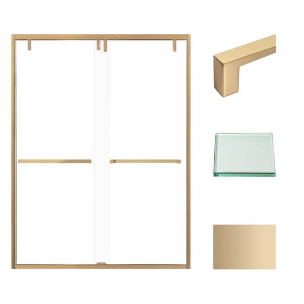 Transolid Eden 60 in. W x 80 in. H Sliding Semi-Frameless Shower Door in Champagne Bronze with Clear Glass