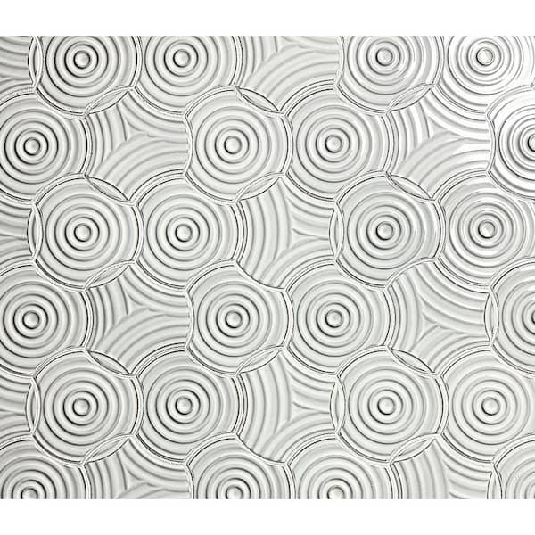 Monet White Sand Swirl Textured Circles Mosaic 7 in. x 14 in. Glazed Porcelain Wall Tile (10 sq. ft./Case)