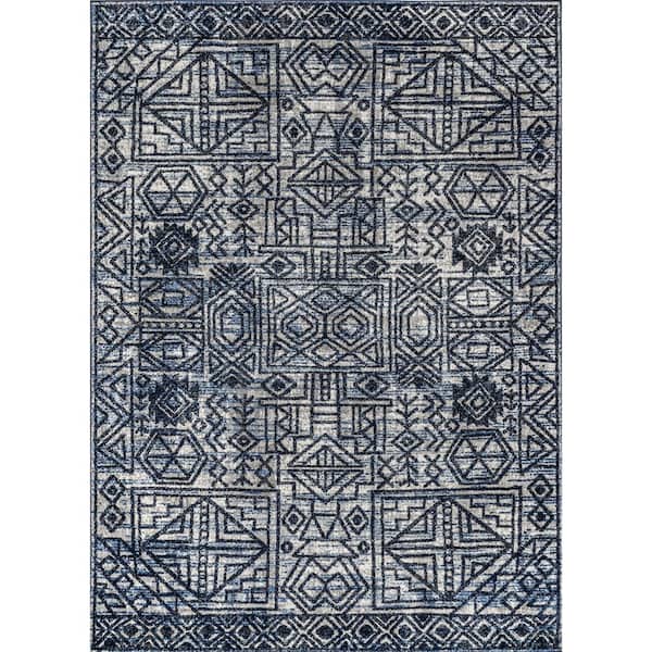 nuLOOM Debbie Blue 8 ft. x 10 ft. Modern Geometric Indoor Area Rug