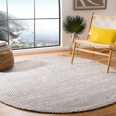Marbella Ivory 6 ft. x 6 ft. Round Solid Area Rug