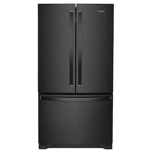 35 in. 20 cu. ft. Counter Depth French Door Bottom Mount Refrigerator in Black with Elevated Deli Drawer