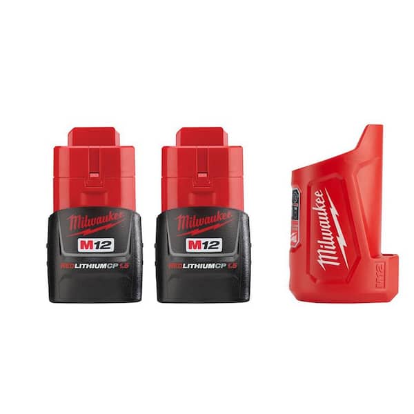 Ondas maquinilla de afeitar ganar Milwaukee M12 12-Volt 1.5 Ah Lithium-Ion Compact Battery Pack (2-Pack) with  M12 Portable Power Source 48-11-2411-48-59-1201 - The Home Depot