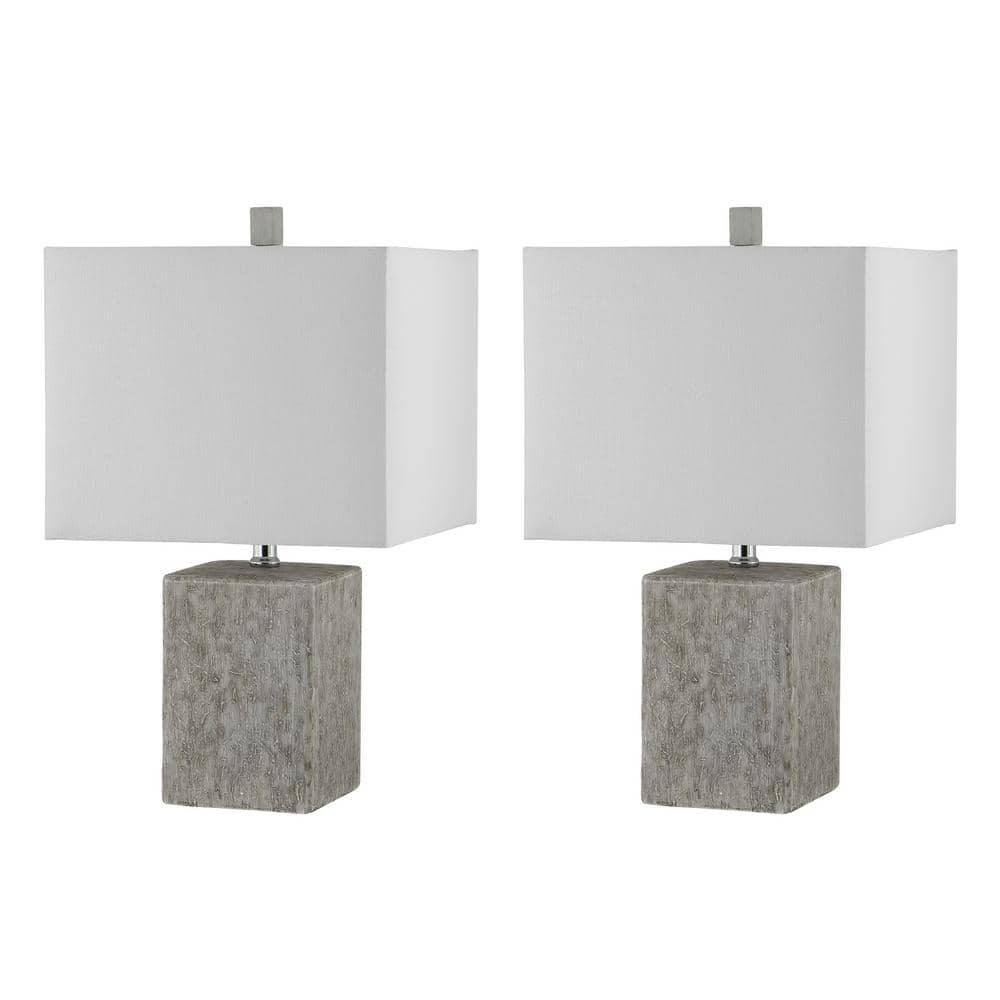 Jaxon 21" White and Grey Ceramic Table Lamp Set
