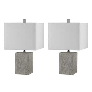 Jaxon 21 in. Gray Table Lamp with White Shade (Set of 2)