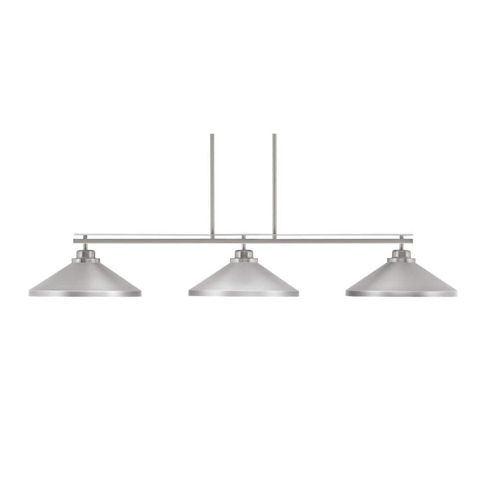 Monroe 3-Light Billiard Light, Round Fitter, Brushed Nickel Finish, 14 in. 