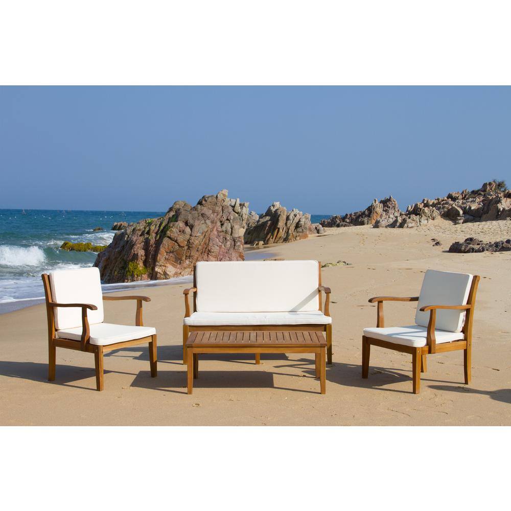 Bradbury Brown 4-Piece Outdoor Patio Set with Cushions